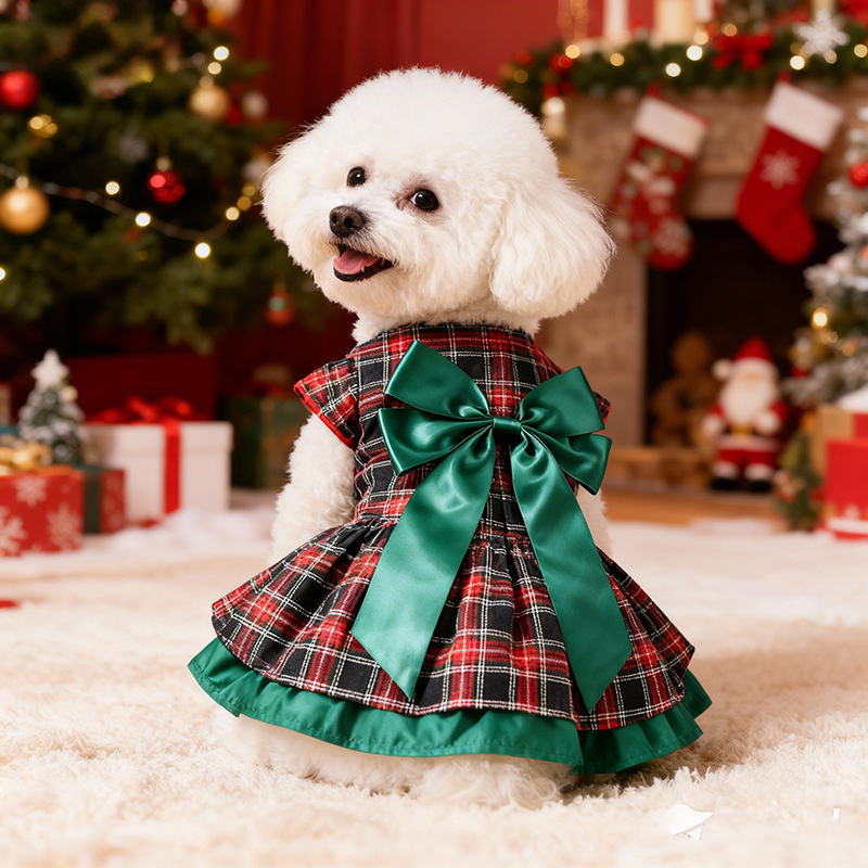 Christmas Throw Blanket - Klasik Kırmızı Ekose Noel Köpek Eteği