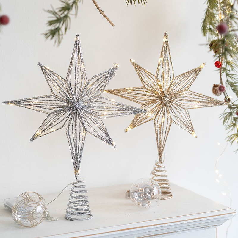 Star Tree Topper - Noel Süslemesi Demir Ağaç Tepesi Işıklı