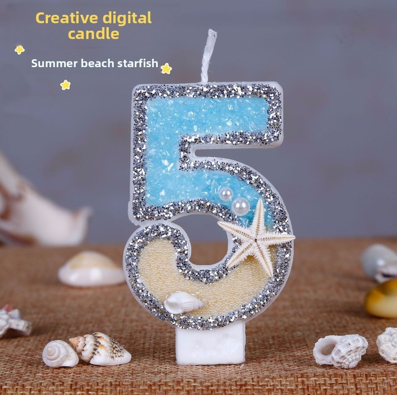 Holiday Candle Set - Plaj Denizyıldızı Numarası Doğum Günü Mumları