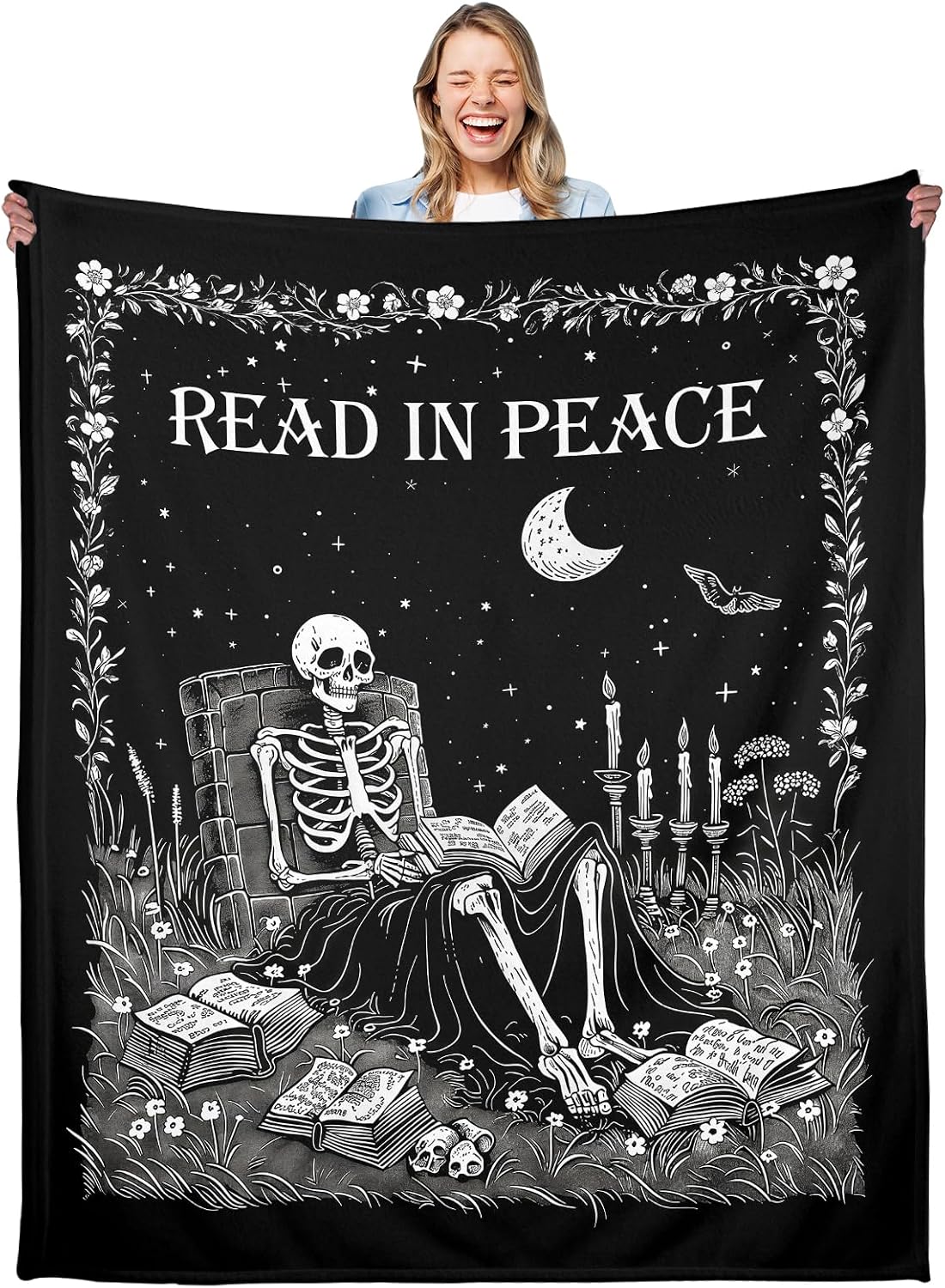 Christmas Throw Blanket - Gotik Cadılar Kitap Okuma Battaniyesi, Kadın