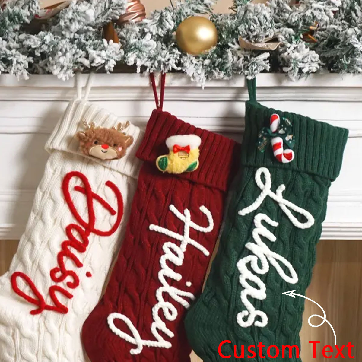 Christmas Stocking Hanging - 1 Adet Noel Dekoratif Çorabı, Geyik/Noel